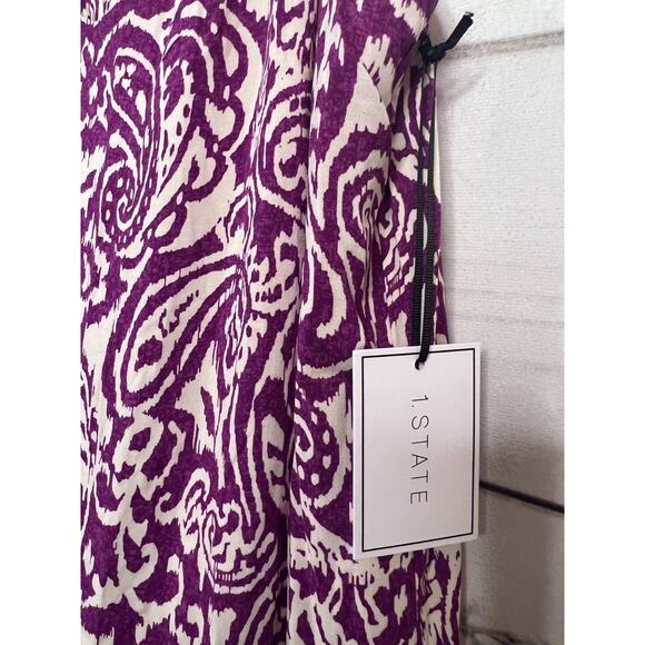 1.State NWT Dress Size MED Purple White Maxi Sleeveless - Picture 5 of 7